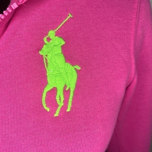 Vintage RALPH LAUREN Zip Up Hoodie Bright Pink Med​​​​​​​​​​​​​​​​​​​​​​​​​ - Picture 7 of 12